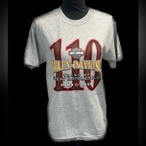 Harley-Davidson 110 Year Anniversary Shirt Size Small - Medium, Gray